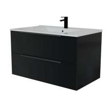 Intenso fiókos fürdőszobabútor mosdókagylóval - 80 cm (magasfényű fekete) fürdőszoba bútor