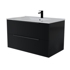 Intenso fiókos fürdőszobai mosdószekrény - 80 cm (magasfényű fekete) fürdőszoba bútor