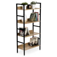 Intenso Home 4 szintes nyitott könyvespolc 60 x 126cm (Sonoma tölgy) | Univerzális tároló állvány fém lábakkal bútor
