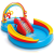 Intex 57453 Rainbow Play Center 428L csúszdás, szivárvány élménymedence, 297 x 193 x 135 cm vízi játszótér, kerti pancsoló medence csúszdával
