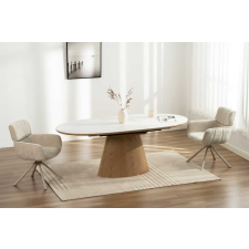 INVICTA Design bővíthető étkezőasztal Valdina 160-200 cm ovális tölgy / fehér márvány bútor