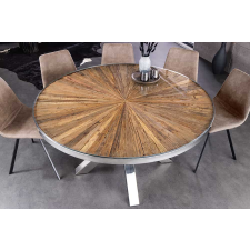 INVICTA Luxus kör étkezőasztal Shark 140 cm teak (üveglappal) bútor