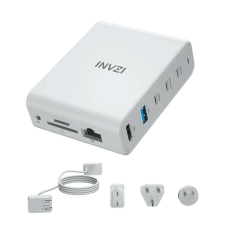 INVZI Docking station / wall charger INVZI GanHub 100W, 9in1 (white) hub és switch