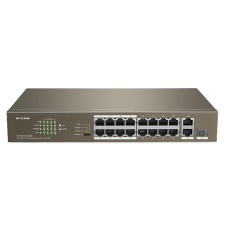 IP-COM Switch PoE - F1118P-16-150W (16x100Mbps + 2x1Gbps; 1x1Gbps SFP; 16 af/at PoE+ port; 130W) hub és switch