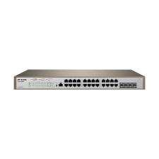 IP-COM Switch Vezérelhető PoE - PRO-S24-410W (24x1Gbps + 4x1Gbps SFP + 1x1Gbps console port; 24 af/at PoE+ port; 370W) hub és switch