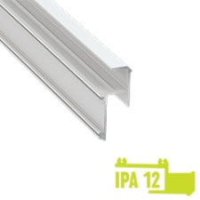  IPA12 - Aluminium profil LED szalagos világításhoz 20x44mm, gipszkarton élvilágító, opál burával gipszkarton és álmenyezet