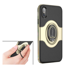 IPAKY műanyag telefonvédő (szilikon belső, mágneses telefontartó gyűrű, 360-ban forgatható) arany gp-74360 tok és táska