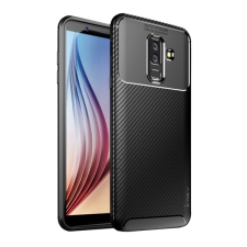 IPAKY Samsung Galaxy A6+ (2018) SM-A605F szilikon telefonvédő (karbon minta) fekete tok és táska