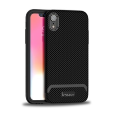 IPAKY szilikon telefonvédő (műanyag keret, közepesen ütésálló, karbon minta) FEKETE | GP-80153 tok és táska