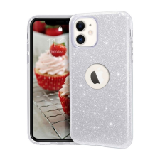  iPhone 12 Telefontok - Ezüst Shiny tok (Apple logónál kivágással) tok és táska