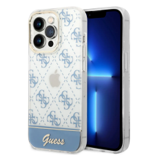  iPhone 14 Pro Telefontok - Guess Pattern Script - kemény hátlaptok - Kék/átlátszó tok és táska