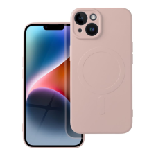 iPhone 15 Telefontok - MagSafe kompatibilis púder pink szilikon hátlap tok tok és táska