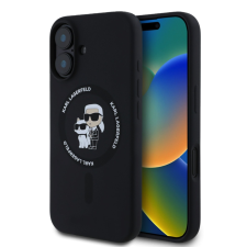 iPhone Telefontok iPhone 16 - Karl Lagerfeld és Choupette - MagSafe kompatibilis fekete hátlap tok tok és táska