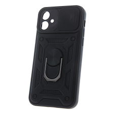 iPhone Telefontok iPhone 16 Plus - Camshield - fekete szilikon tok, kitámasztó ujjgyűrűvel, csúsztatható kameravédővel tok és táska