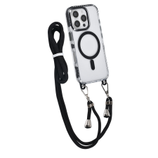 iPhone Telefontok iPhone 16 Pro Max - MagSafe kompatibilis átlátszó/fekete nyakbaakasztós hátlap tok tok és táska