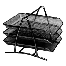  Irattartó tálca fémhálós 3 szintes fekete irattartó