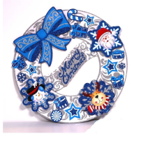 IRIS 3D karácsonyi koszorú mintás dekoráció 39x39cm (020-03) karácsonyi dekoráció