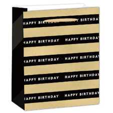 IRIS Dísztasak matt 11x14 cm fekete/arany Happy Birthday ajándéktasak