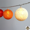 IRIS Gömb alakú 6cm/színes fonott/3m/piros-narancs-meleg fehér/20db LED-es/USB-s fényfüzér, fénydekoráció
