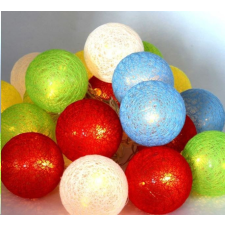 IRIS Gömb alakú 6cm/színes fonott/3m/több színű/20db LED-es/USB-s fénydekoráció (104-25) karácsonyfa izzósor