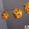 IRIS Gömb alakú fonott/rattan/1,5m/meleg fehér/10db LED-es/3xAA elemes fényfüzér, fénydekoráció