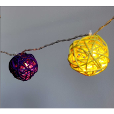 IRIS Gömb alakú fonott/rattan/4m/több színű/20db LED-es/3xAA elemes fénydekoráció (101-02) karácsonyfa izzósor