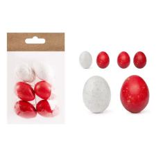 IRIS Húsvéti tojásdekoráció piros/fehér 6 db/csomag dekorációs kellék