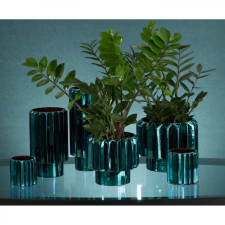  Irma üveg kaspó Türkiz/réz 20x18 cm dekoráció