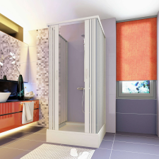 ITALBOX Zuhanyajtó, Italbox Saturnia 80, fehér, 80x80x185cm, PVC, négyszögletes, harmonika ajtó, zuhanytálca nélkül kád, zuhanykabin