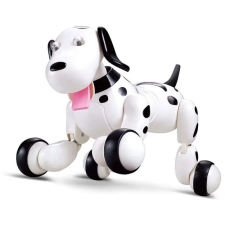 IUNI Interaktív kutya robot iUni Smart-Dog, Távirányító 24 parancsok, Fehér-fekete autópálya és játékautó