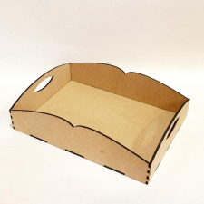  Íves oldalú füles tálca, Külső mérete: 205x143x50 mm dekorációs kellék