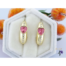  Izóra goldfilled rózsaszin szív kristályköves fülbevaló-14K fülbevaló