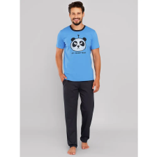 J.PRESS Férfi pamut hosszú pizsama szett - Black/Blue férfi pizsama