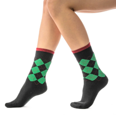 J.PRESS J. Press Karácsonyi mintás unisex plüss zokni - Black/Green