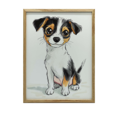 JACK RUSSELL TERRIER FALI PLAKÁT GYERMEKEKNEK ARANY KERETBEN 40x50 CM grafika, keretezett kép