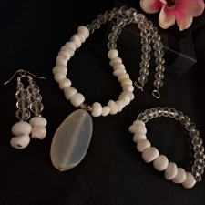  Jáde és kristály szett, meseszép nyaklánc