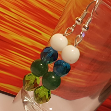  Jáde és üvegkristály fülbevaló fülbevaló