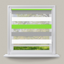 Jago 110x150 Sávos roló függöny zöld-fehér-szürke fúrás nélküli ablak árnyékoló lakástextília