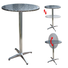 Jago Könyöklő rendezvény asztal állítható magasságú lehajtható rozsdamentes asztallapú fém asztal 74-114 cm magas 60 cm átmérő 6,5 cm cső átmérő bútor