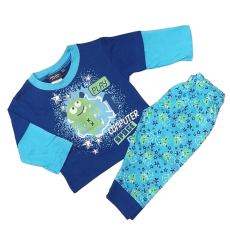 JAM Jam Hosszú Ujjú Pamut Pizsama 12-18 hónapos korig - Kék Szörnyecskés - Kiárusítás