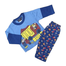 JAM Jam Hosszú Ujjú Pamut Pizsama 3-6 hónapos korig - Kék Munkagépes - Kiárusítás