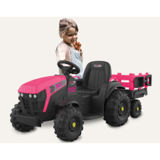 Jamara 460897 Akkumulátoros jármű Traktor Super Load utánfutóval rózsaszín 12V elektromos járgány