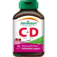 Jamieson C és D3-vitamin 500mg/ 500IU szopogató tabletta cseresznye ízesítéssel 75db vitamin és táplálékkiegészítő