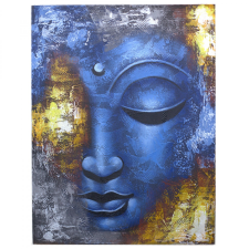 JanZashop Buddha festmény - Absztrakt Kék Fej grafika, keretezett kép