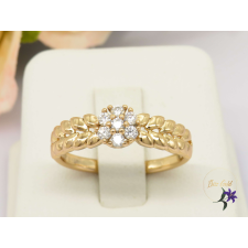  Jára antiallergén kis virág köves gyűrű levél diszitéssel-18K gyűrű