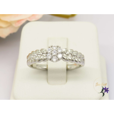  Jára antiallergén kis virág köves gyűrű levél diszitéssel-rodium gyűrű