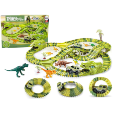 Játék dinoszauruszpark járműtartály figurákkal autópálya és játékautó