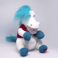 Játékos Jópofa éneklő és táncoló Ló sörénnyel #kék-fehér plüssfigura