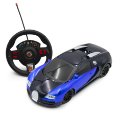 Játékos Kormánnyal is irányítható játék versenyautó / RC sportkocsi - kék autópálya és játékautó