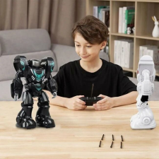 Játékrobot távirányítóval, 4 irányú vezérléssel, 3 nyílvesszővel, 21x11.5x28cm, fekete színű elektronikus játék